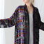 90s Luxury Silk Velvet Geometric Burnout Duster Kimono w/ Fringe