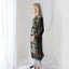 90s Luxury Silk Velvet Geometric Burnout Duster Kimono w/ Fringe