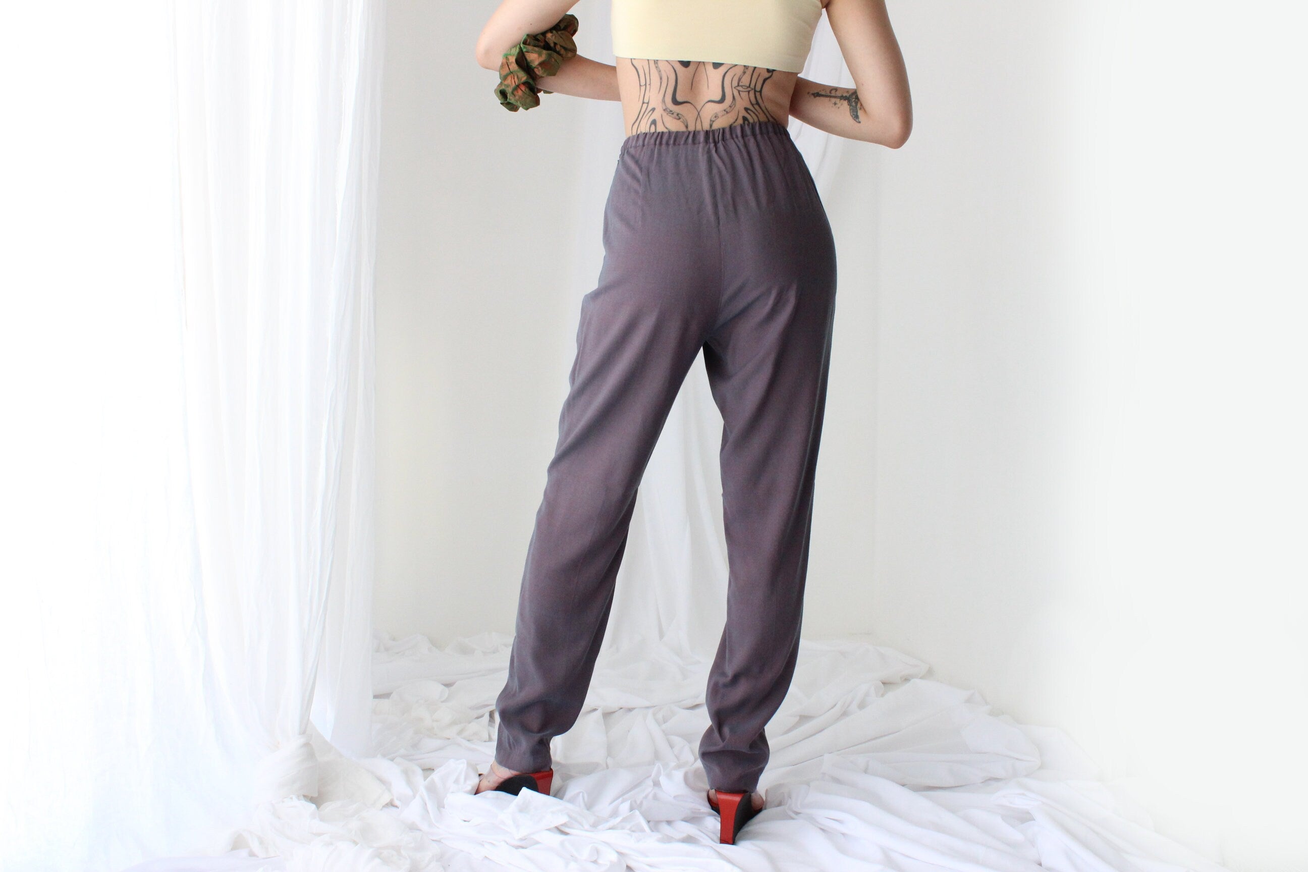 90s SILK/COTTON Holographic High Waist Trousers