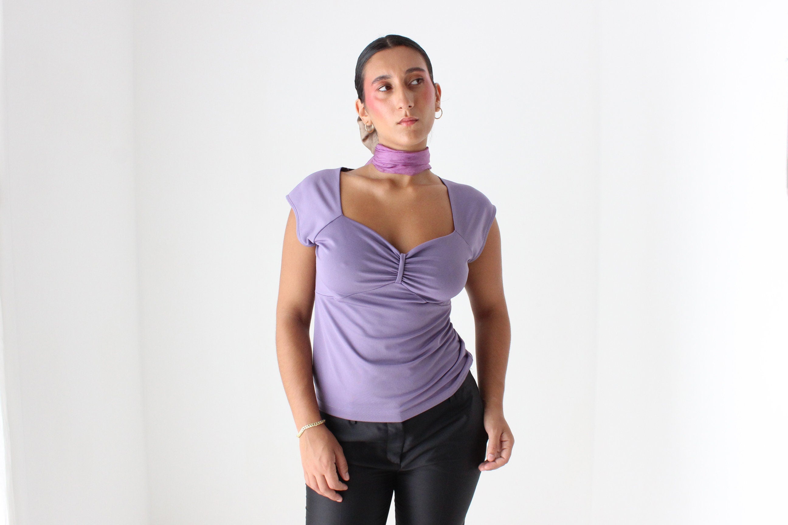 Y2K Lilac Stretch Fitted Tee Top