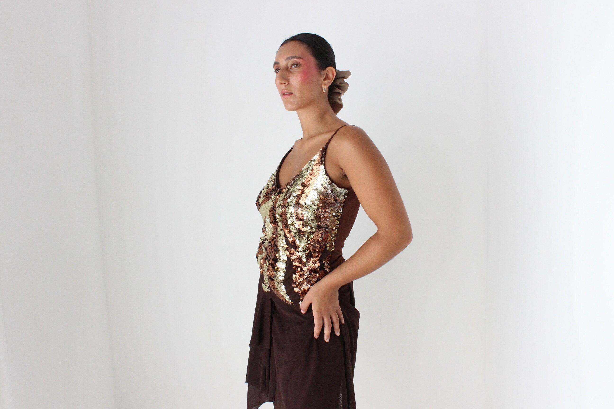 Iconic Y2K Bebe Flame Sequin & Mesh Top