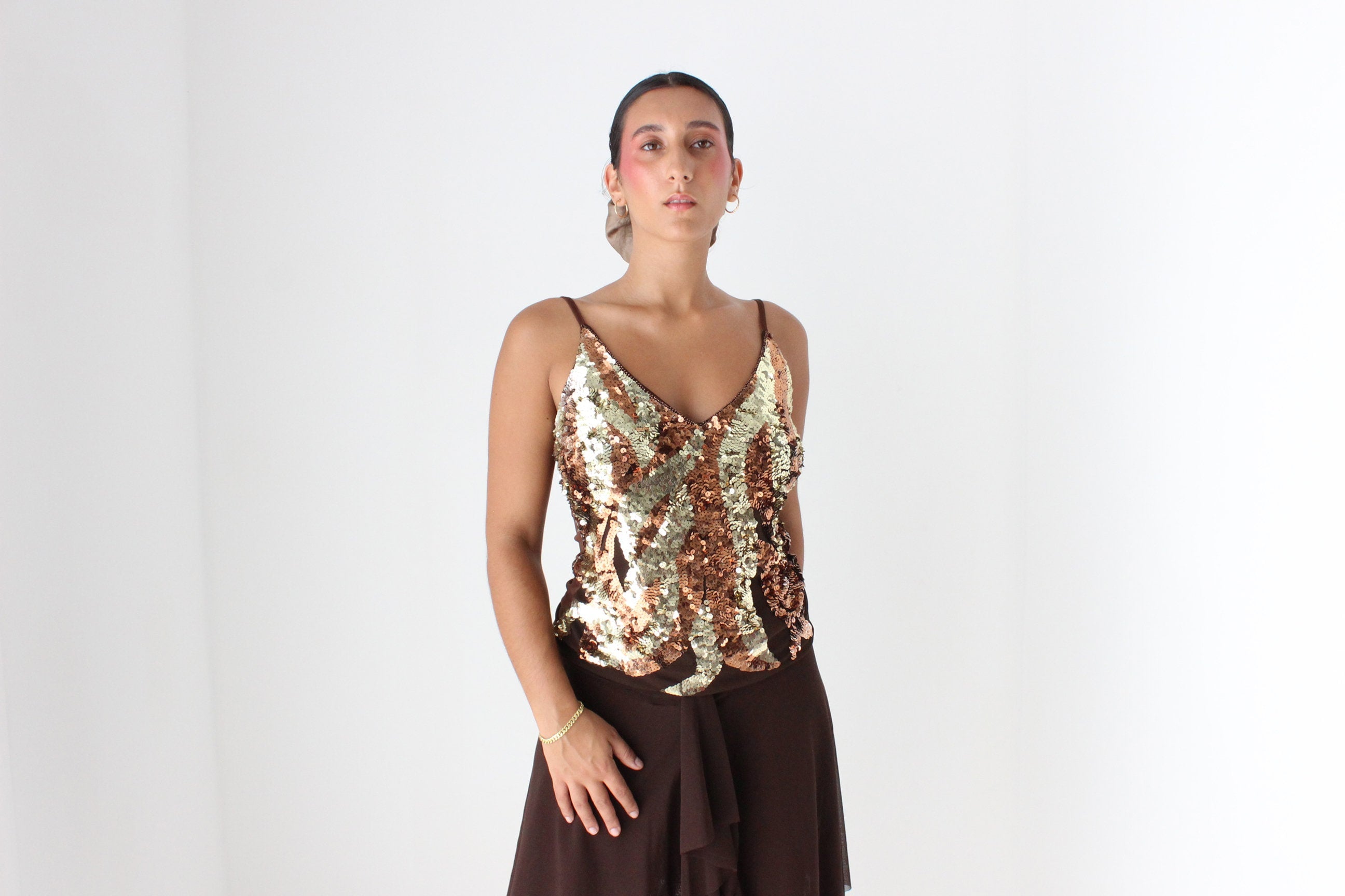 Iconic Y2K Bebe Flame Sequin & Mesh Top