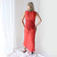 90s PURE SILK Georgette Sheer Coral Minimal Simple Bias Cut/High Neck Sleeveless Dress