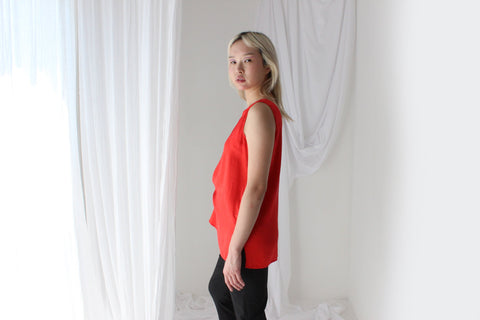 90s Pure Silk Sleeveless Tank Top in Red