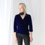 Romantic 90s SILK VELVET Deep Blue V Neck Bias Cut Top