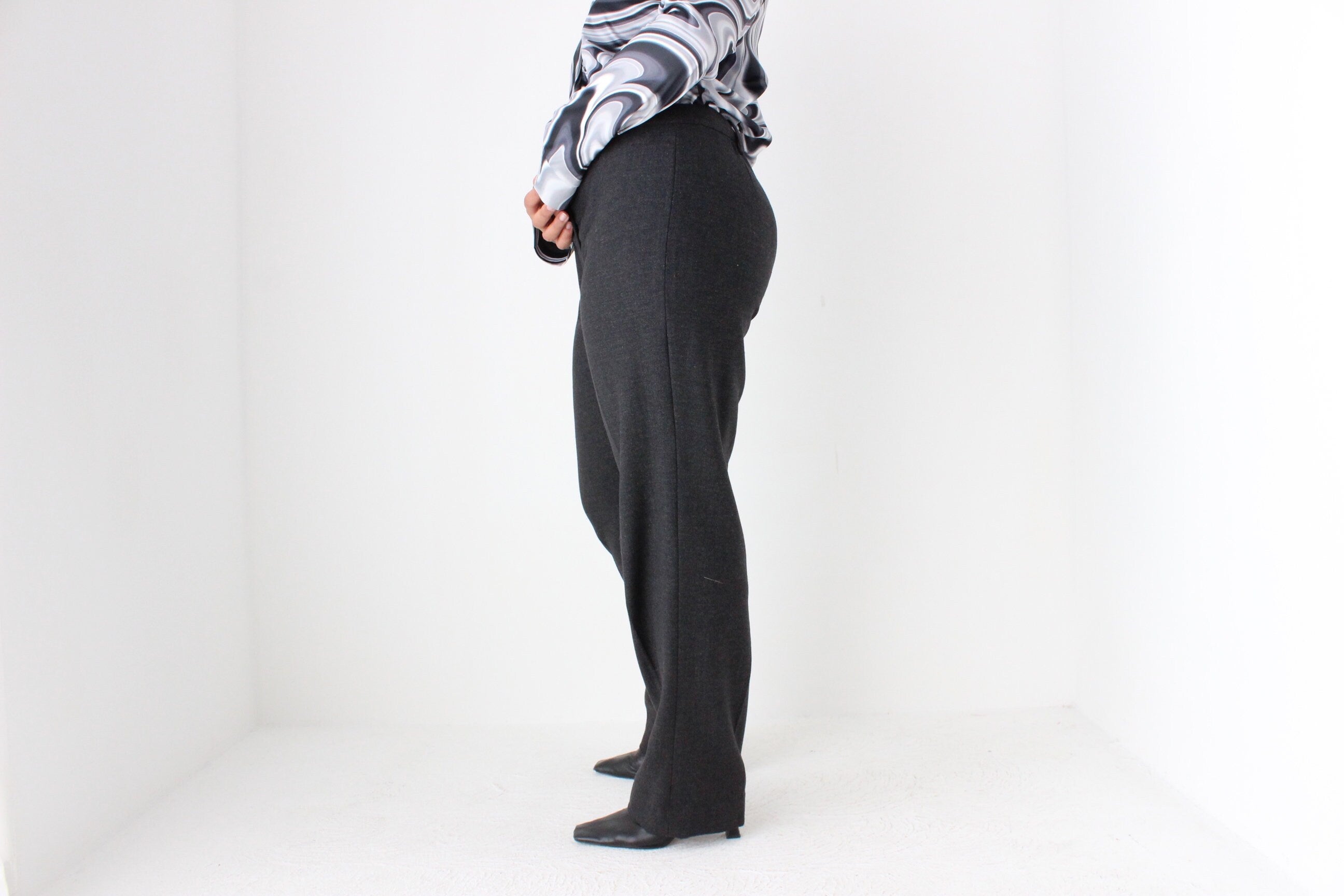 2000s PRADA Charcoal Grey Wool Trousers