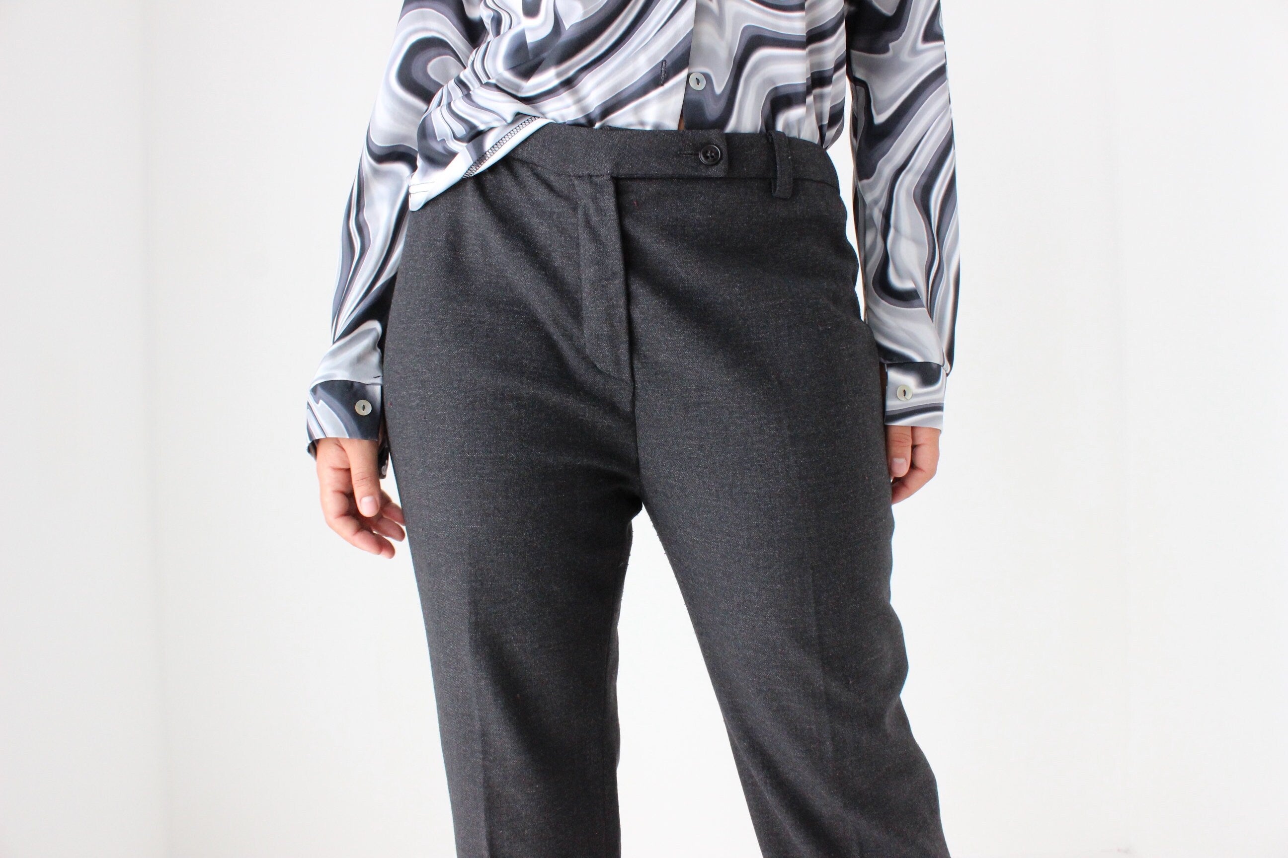 2000s PRADA Charcoal Grey Wool Trousers