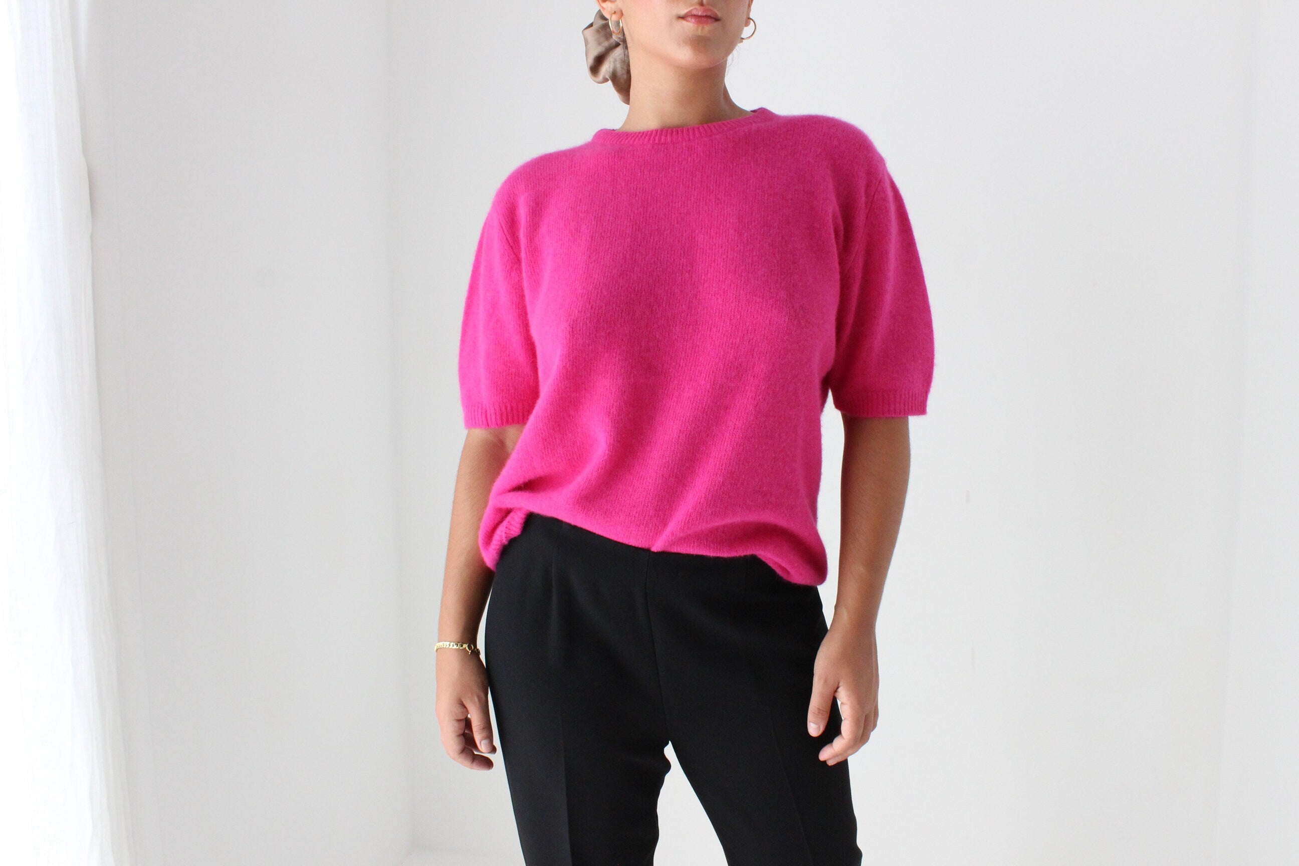 80s Bubblegum Angora & Wool Knit Sweater Top