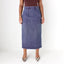 80s Minimal Denim High Waist Column Skirt