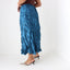 Y2K Metallic Blue Crinkle Taffeta Origami Midi Skirt