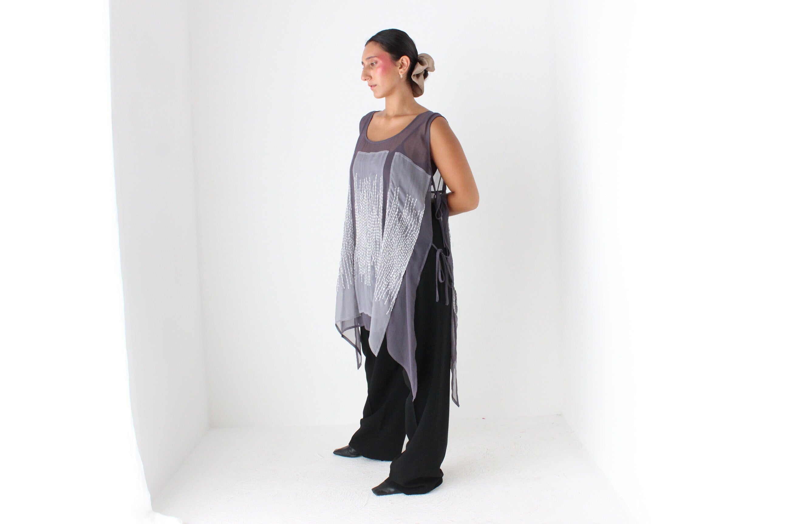 2000s Avant Garde Sheer Panel Smock Top