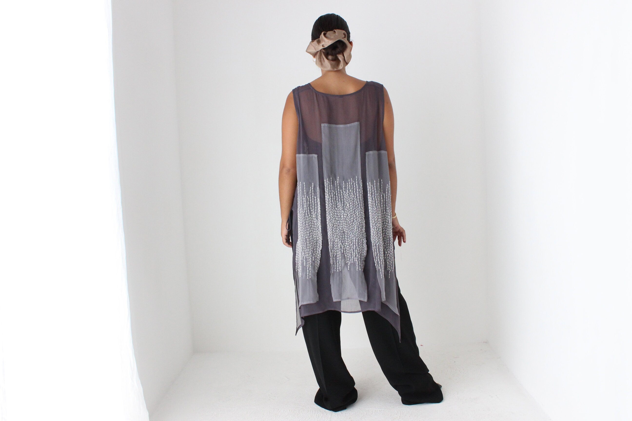 2000s Avant Garde Sheer Panel Smock Top