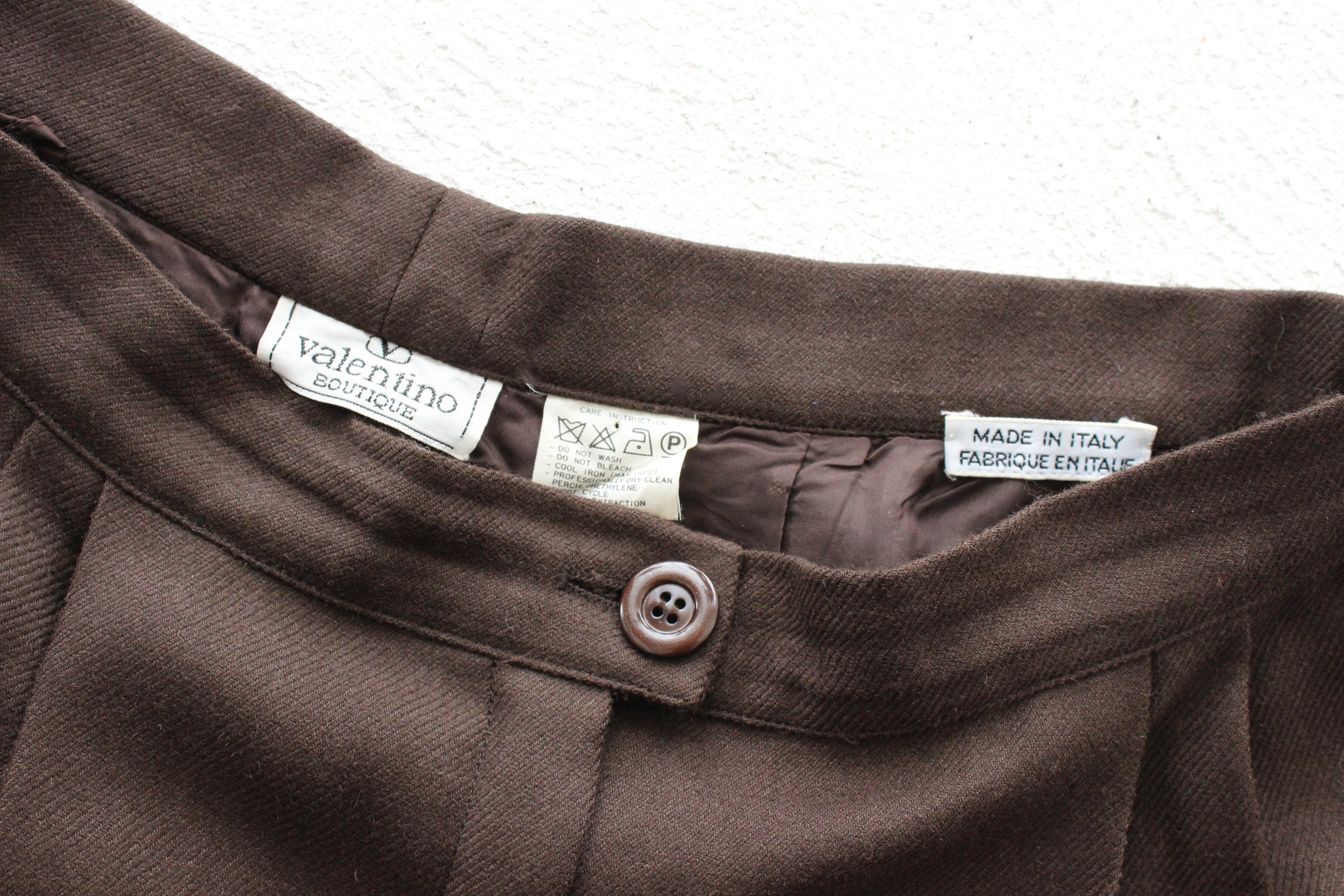 80s VALENTINO Vintage Pure Wool Relaxed Chocolate Trousers