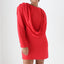 80s Coral Red Draped Disco Mini Dress