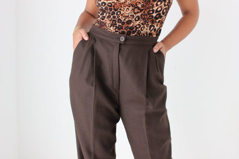 80s VALENTINO Vintage Pure Wool Relaxed Chocolate Trousers