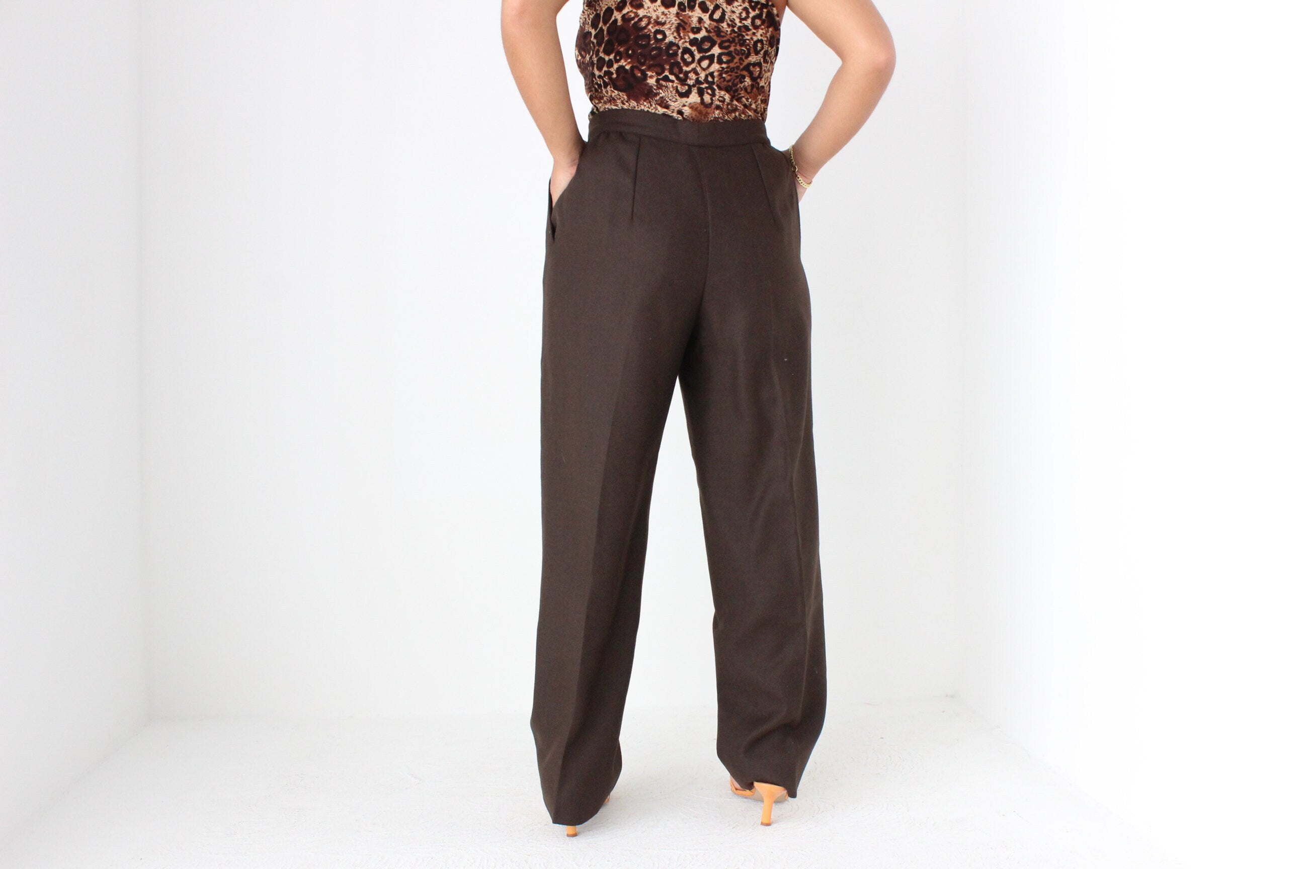 80s VALENTINO Vintage Pure Wool Relaxed Chocolate Trousers