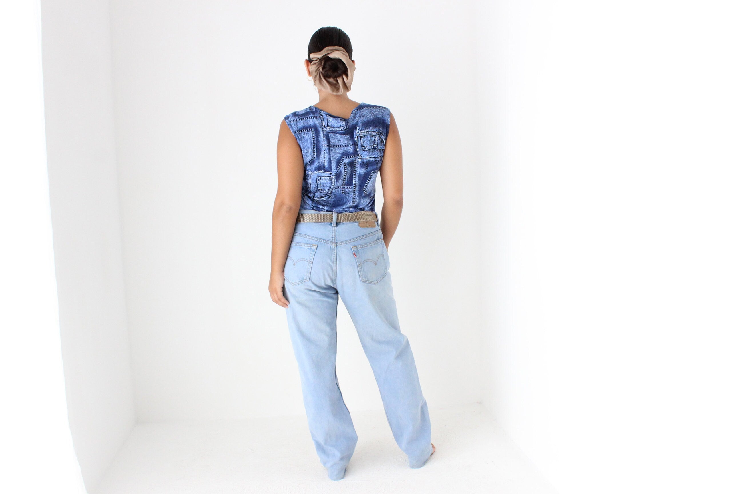 Y2K Denim Printed Patchwork Sleeveless Tank