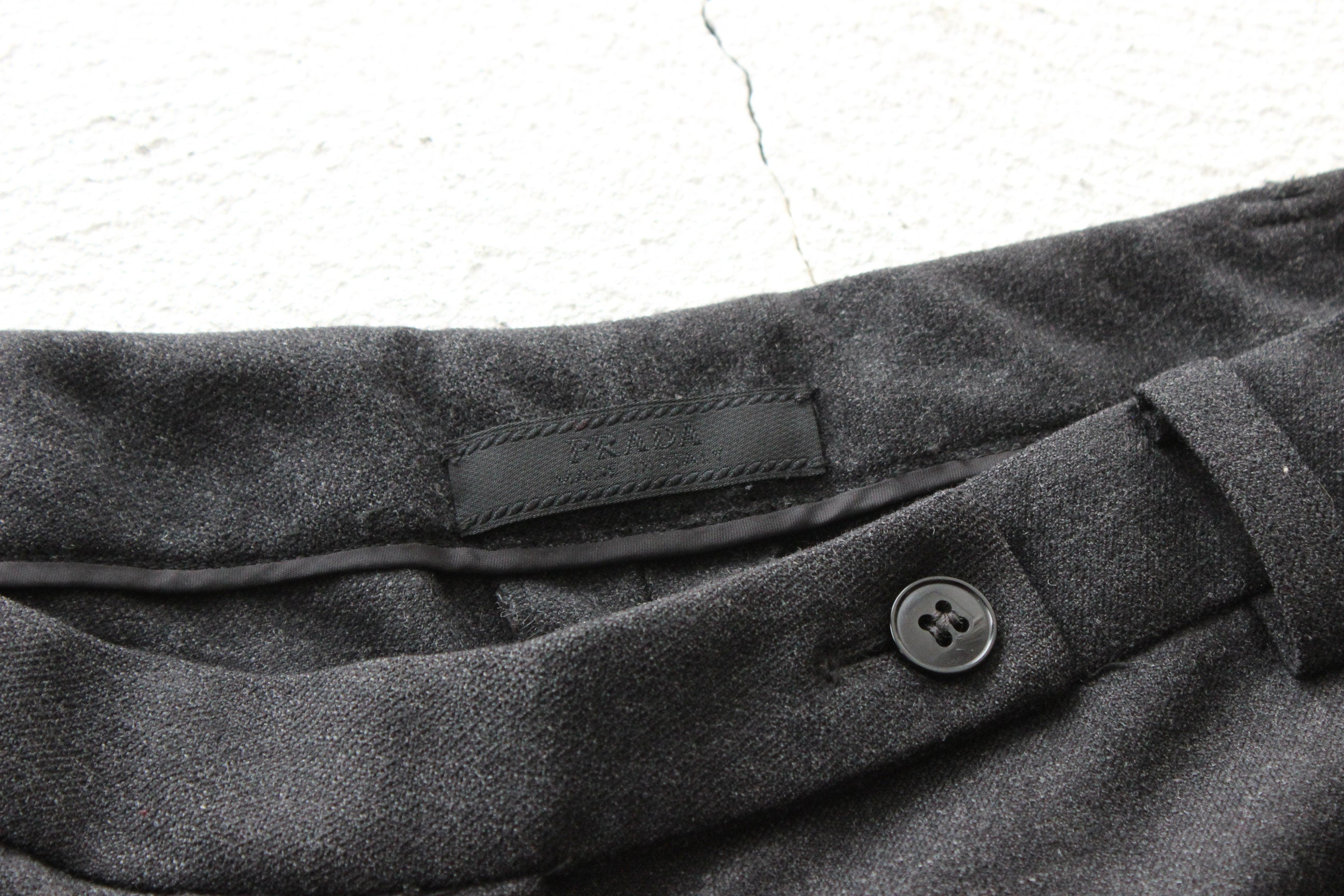 2000s PRADA Charcoal Grey Wool Trousers