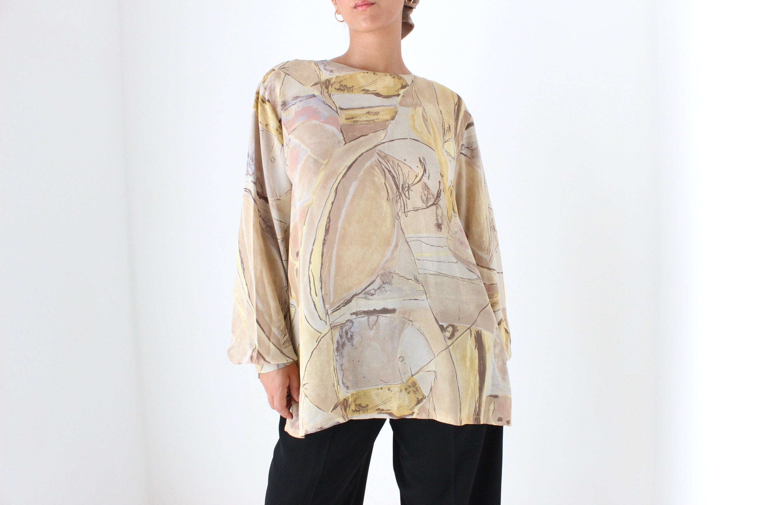 Stunning 90s Abstract Wearable Art Relaxed Top