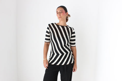 90s Gianfranco Ferre Italian Made Modernist Bold Striped Knit Top