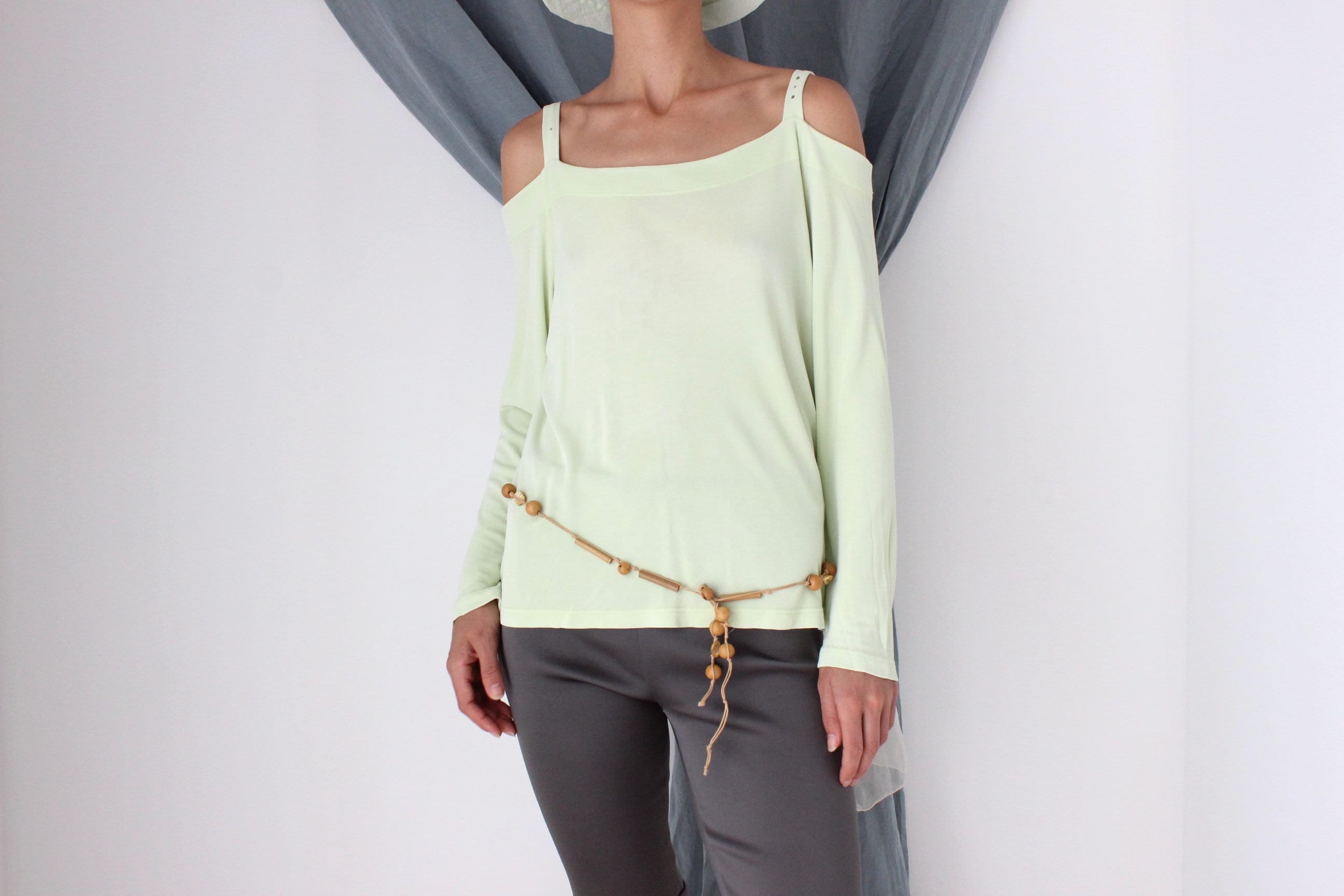 MADE IN ITALY 2000s Slinky Pastel Cold Shoulder Top