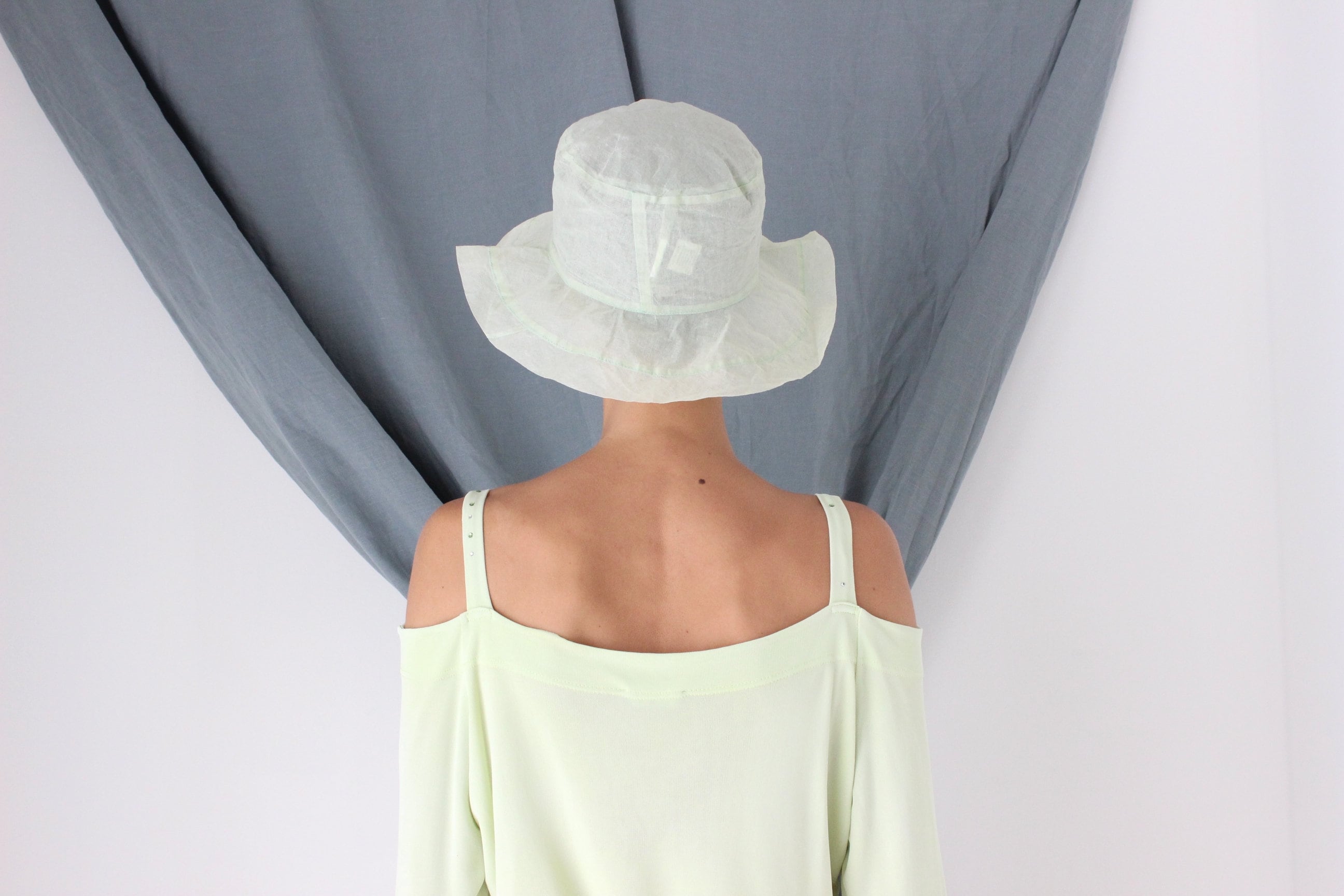 MADE IN ITALY Pastel Pure Cotton Organza Soft Brim Hat