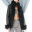 MADE IN ITALY 2000s Vintage Sheepskin Leather / Shearling / Mongolian Lambswool Collar Jacket