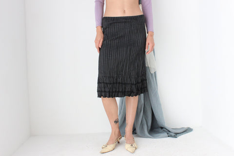 MADE IN ITALY 2000s Crinkle Taffeta Knee Length Skirt