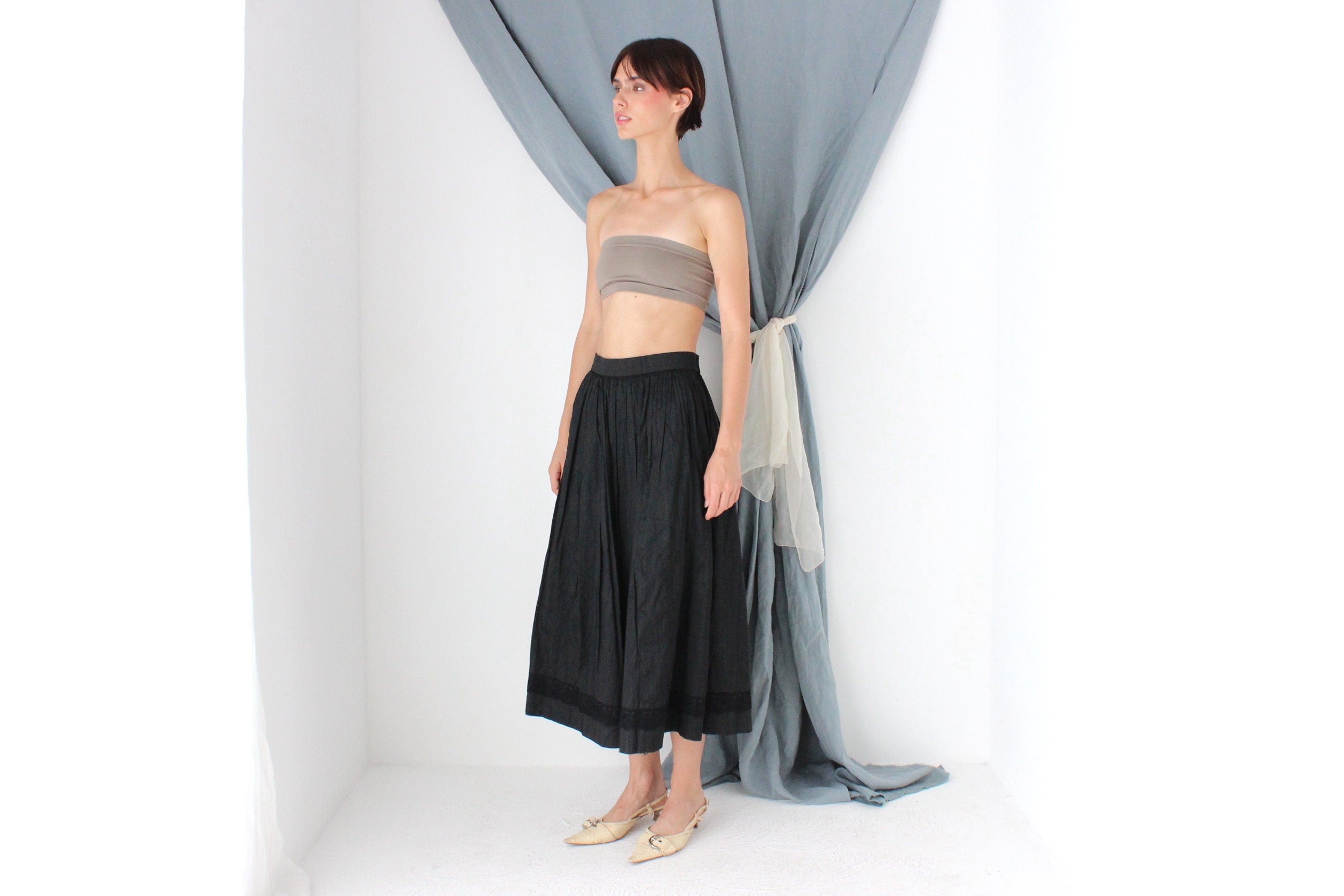 MADE IN ITALY 80s Raw Silk Circle Skirt