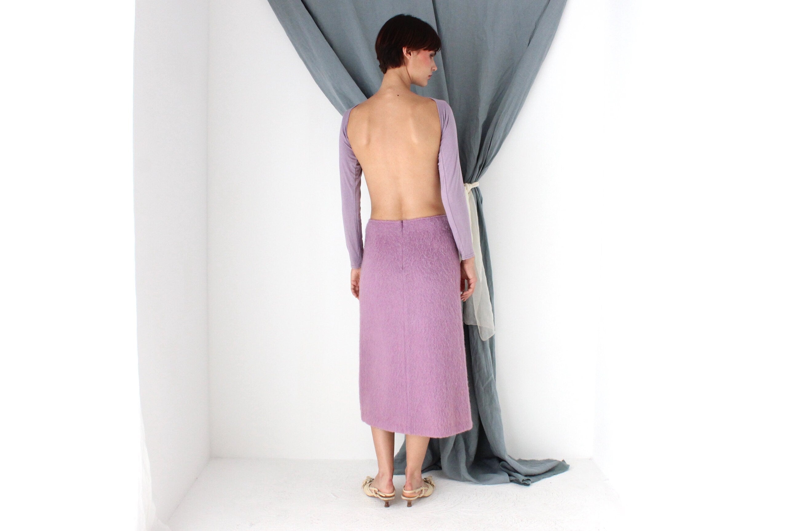 MADE IN ITALY 90s Mohair, Alpaca & Wool Knit Midi Skirt