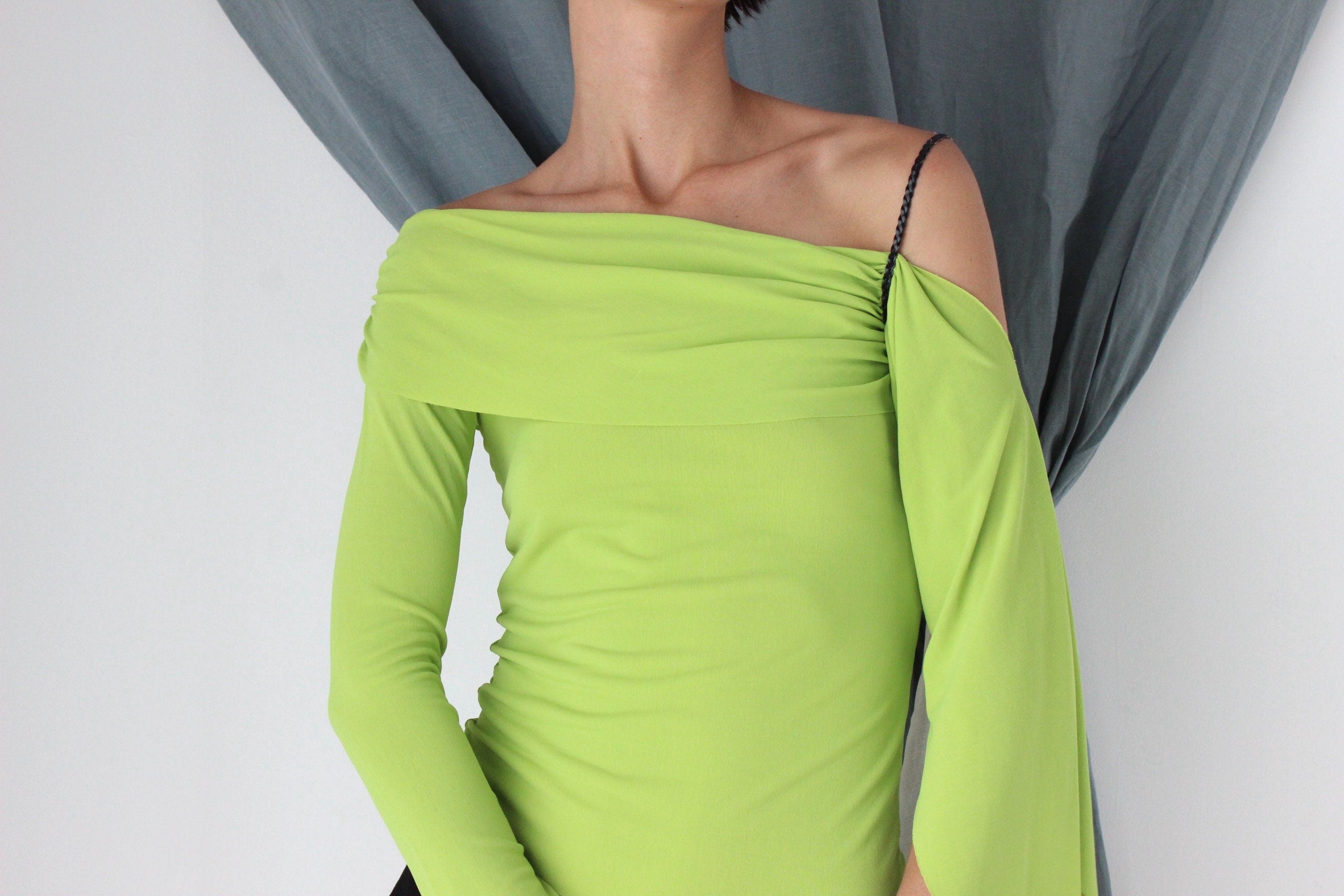 MADE IN ITALY Incredible Y2K Asymmetric Lime Top