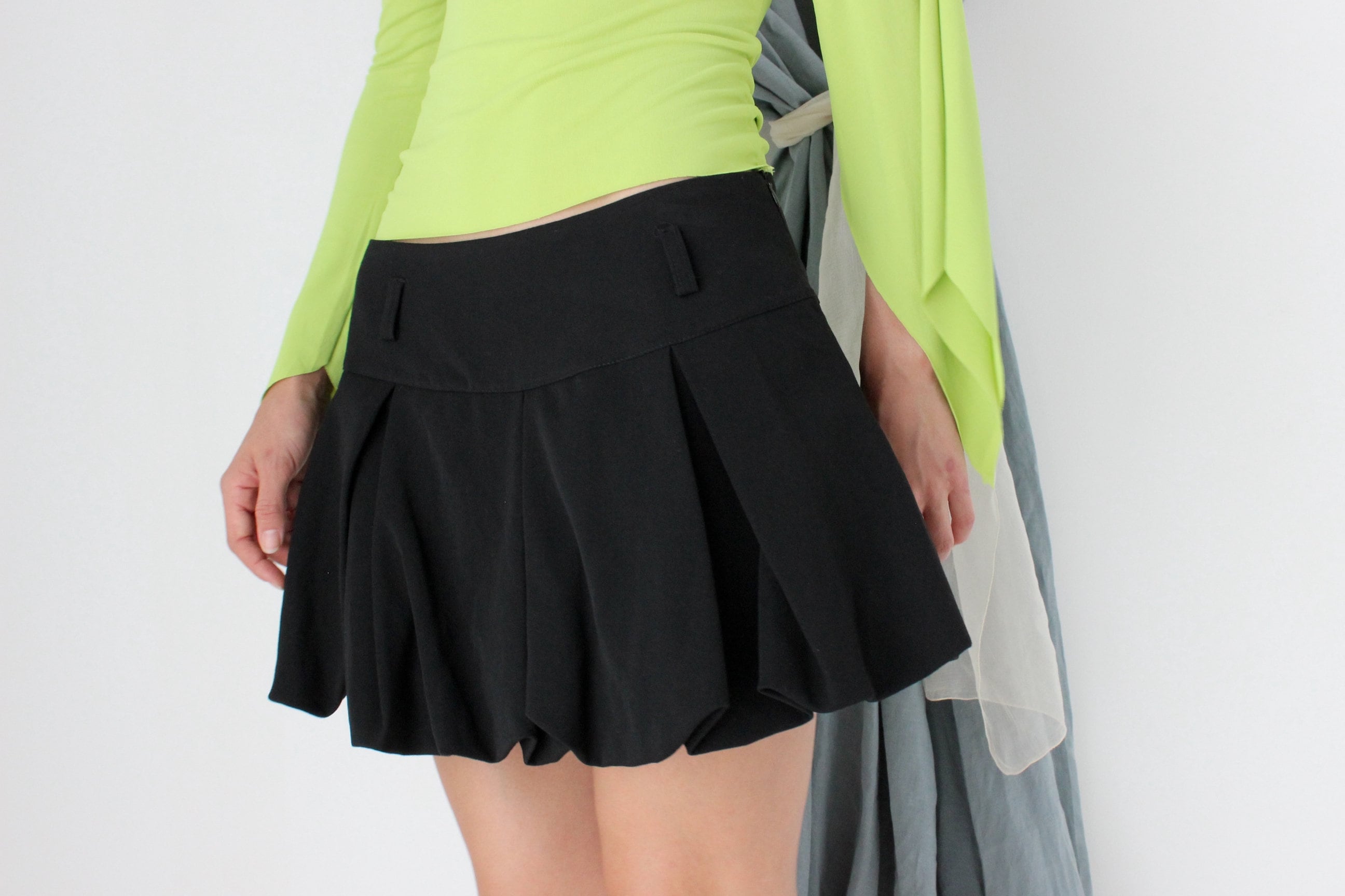 MADE IN ITALY 2000s Bubble Hem Mini Skirt