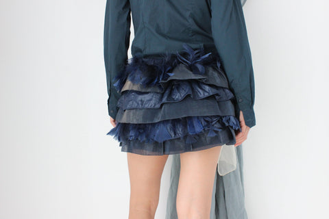 MADE IN ITALY 2000s Patrizia Pepe Feather & Organza Mini Skirt