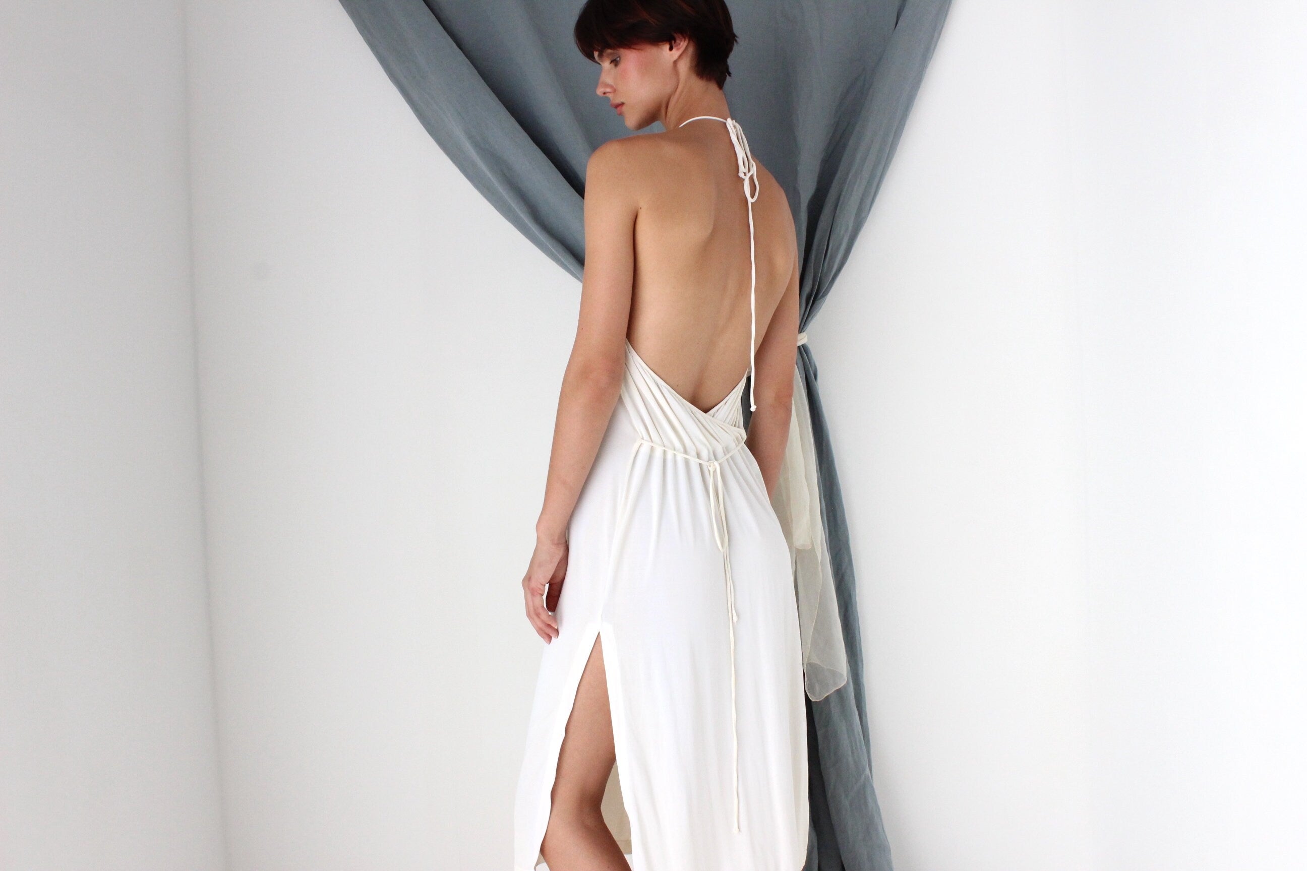MADE IN ITALY 2000s Slinky Halter Beach Cover Up