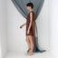 MADE IN ITALY 70s Milk Chocolate One Shoulder Cocktail Dress w/ Organza Cape Detail