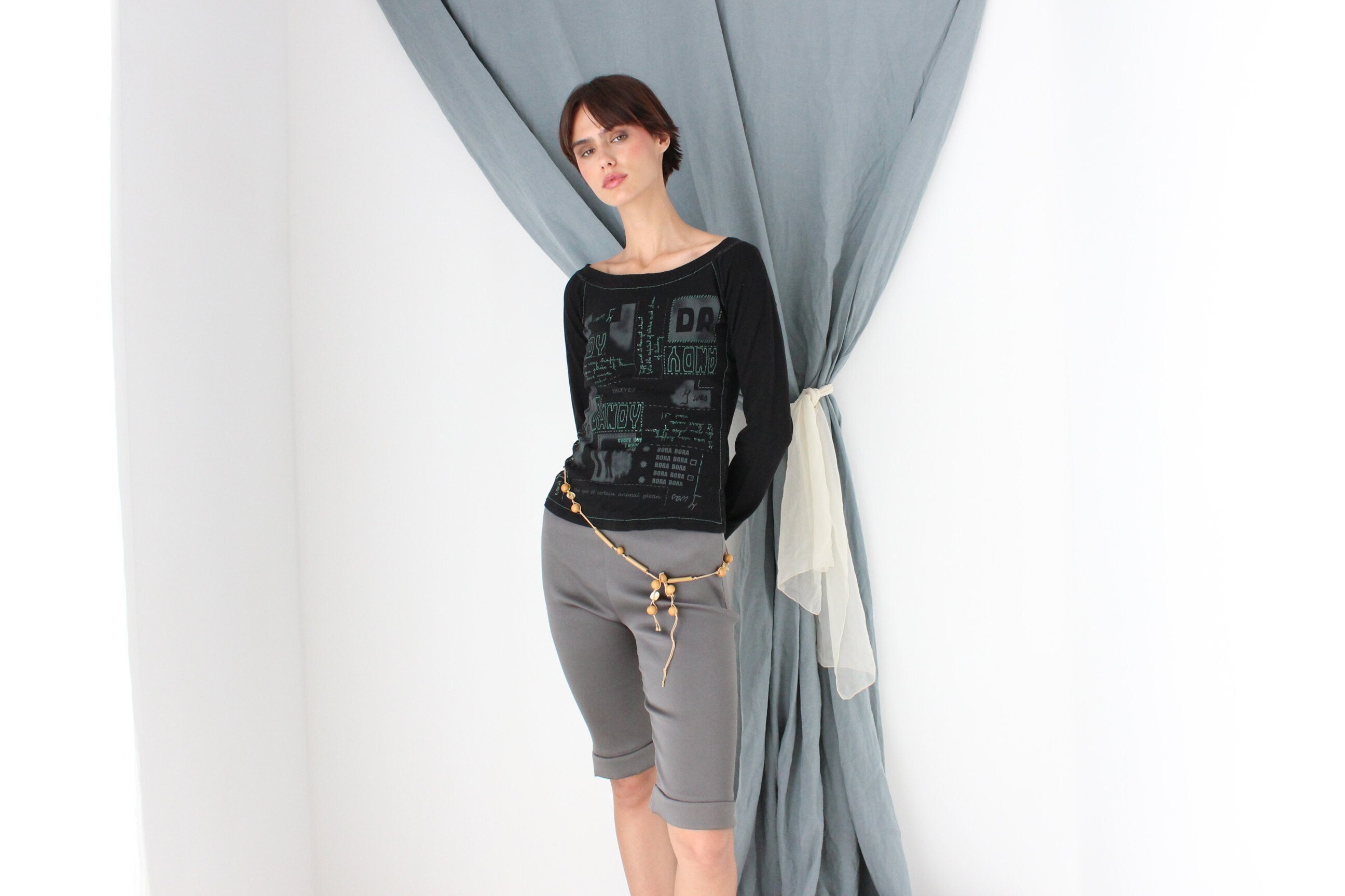 MADE IN ITALY 2000s Mesh Printed "Dandy" Top by Pois