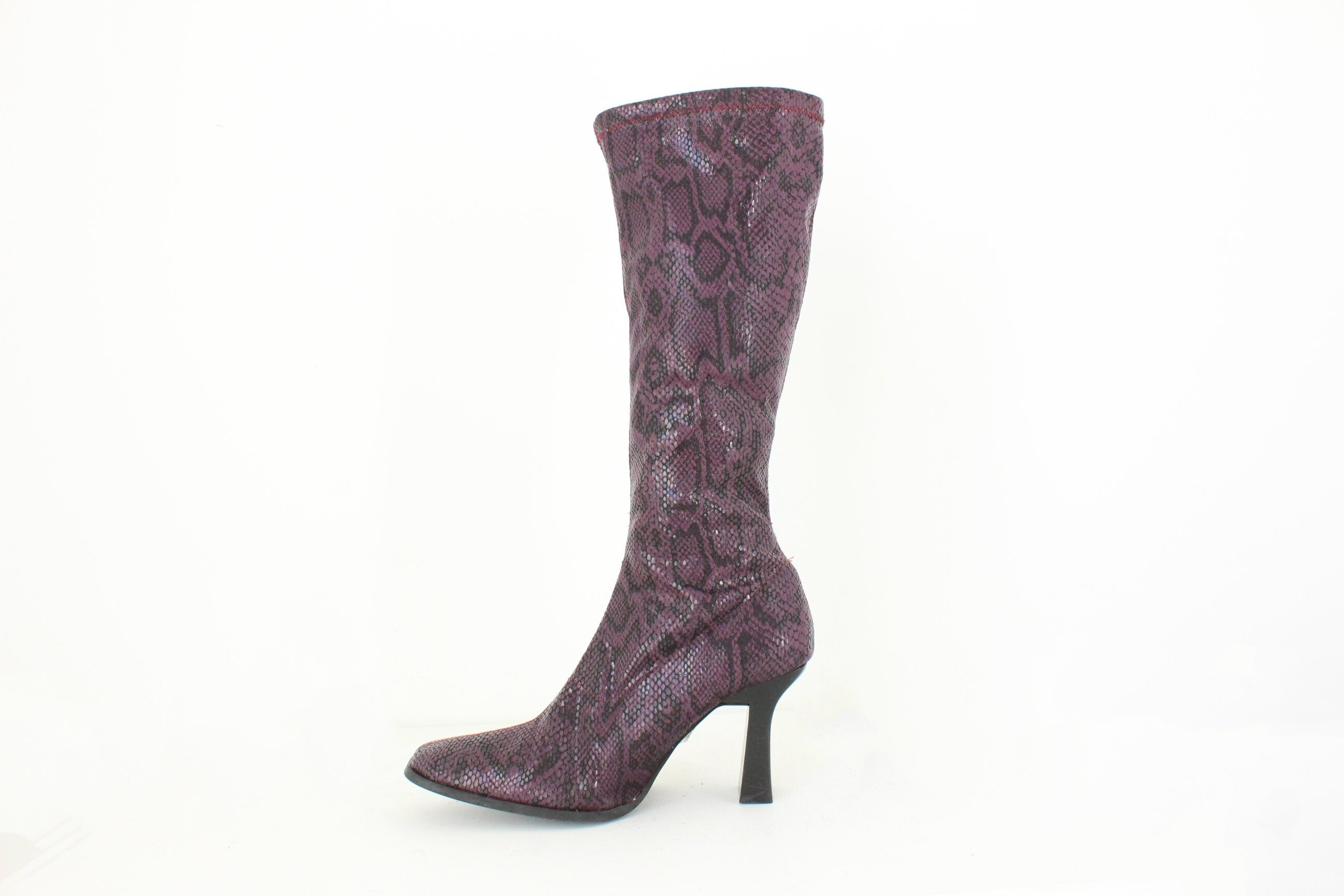 MADE IN ITALY 90s Python Print Fabric Knee High Boots - Euro 39