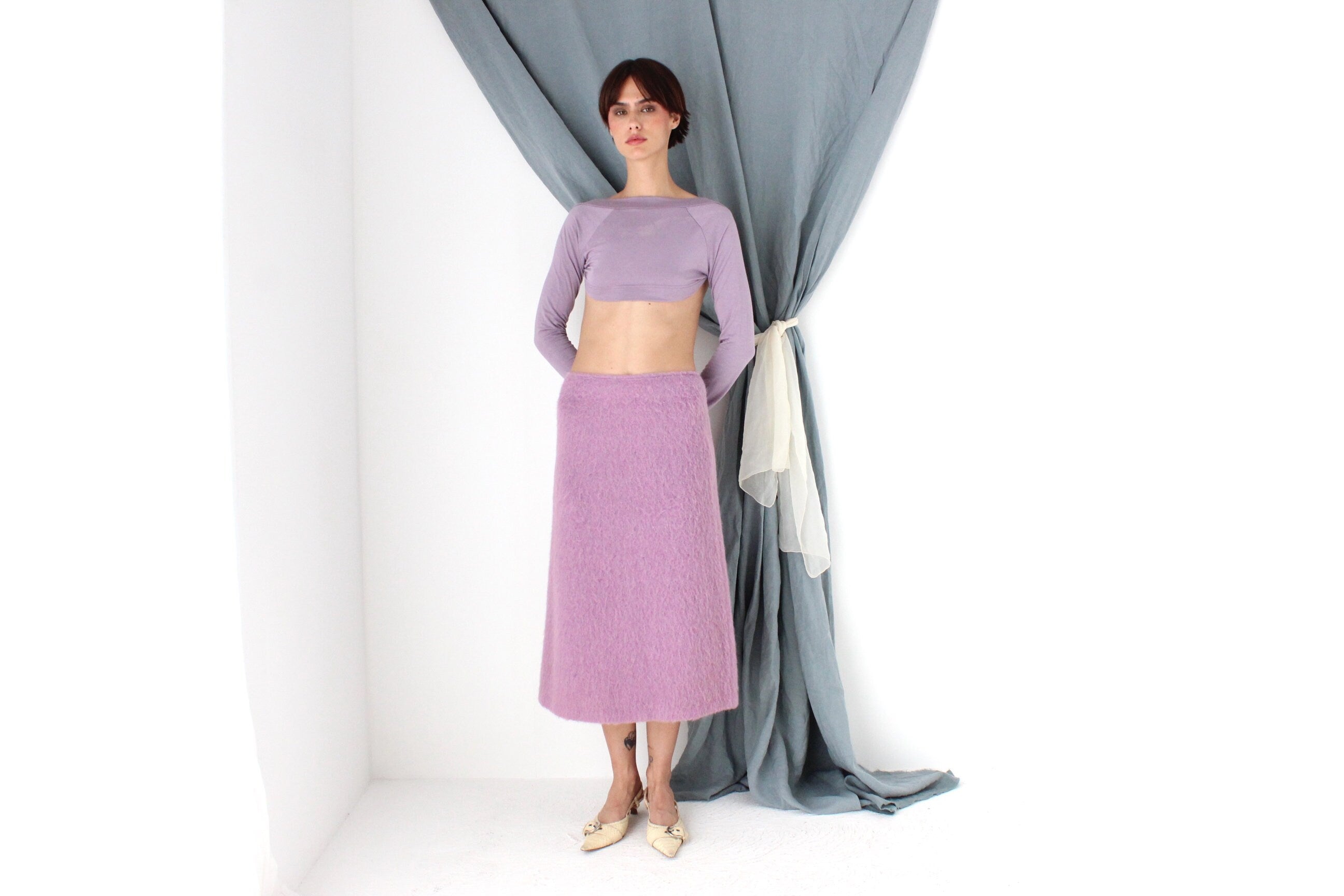 MADE IN ITALY 2000s Lilac Stretch Long Sleeve Bolero Shrug