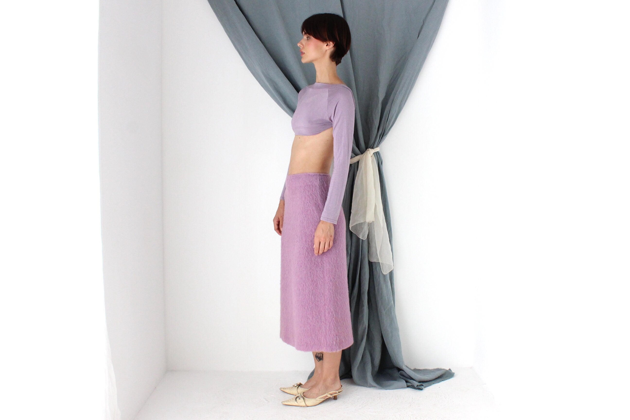 MADE IN ITALY 2000s Lilac Stretch Long Sleeve Bolero Shrug