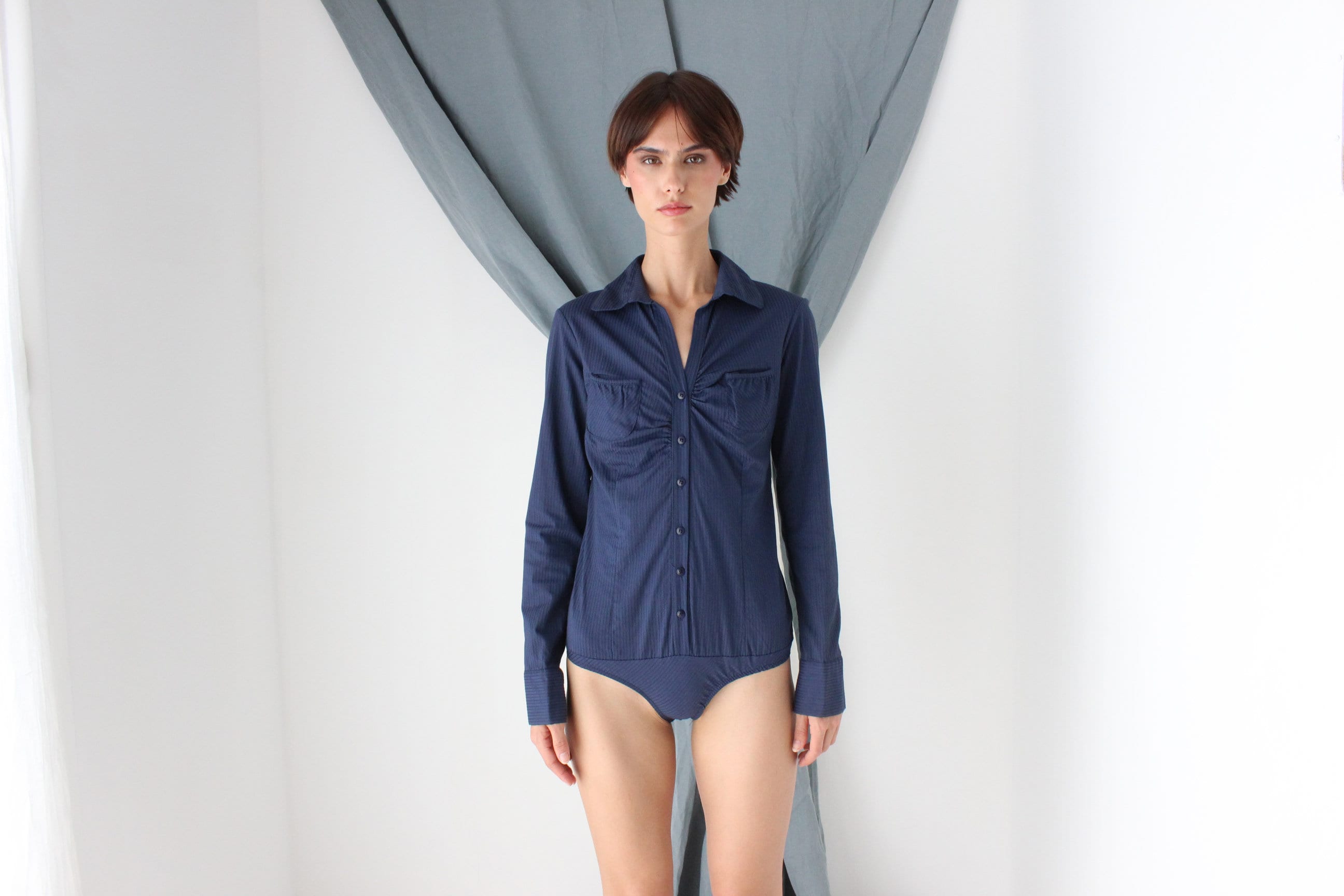 MADE IN ITALY 2000s Button Up Shirt Bodysuit