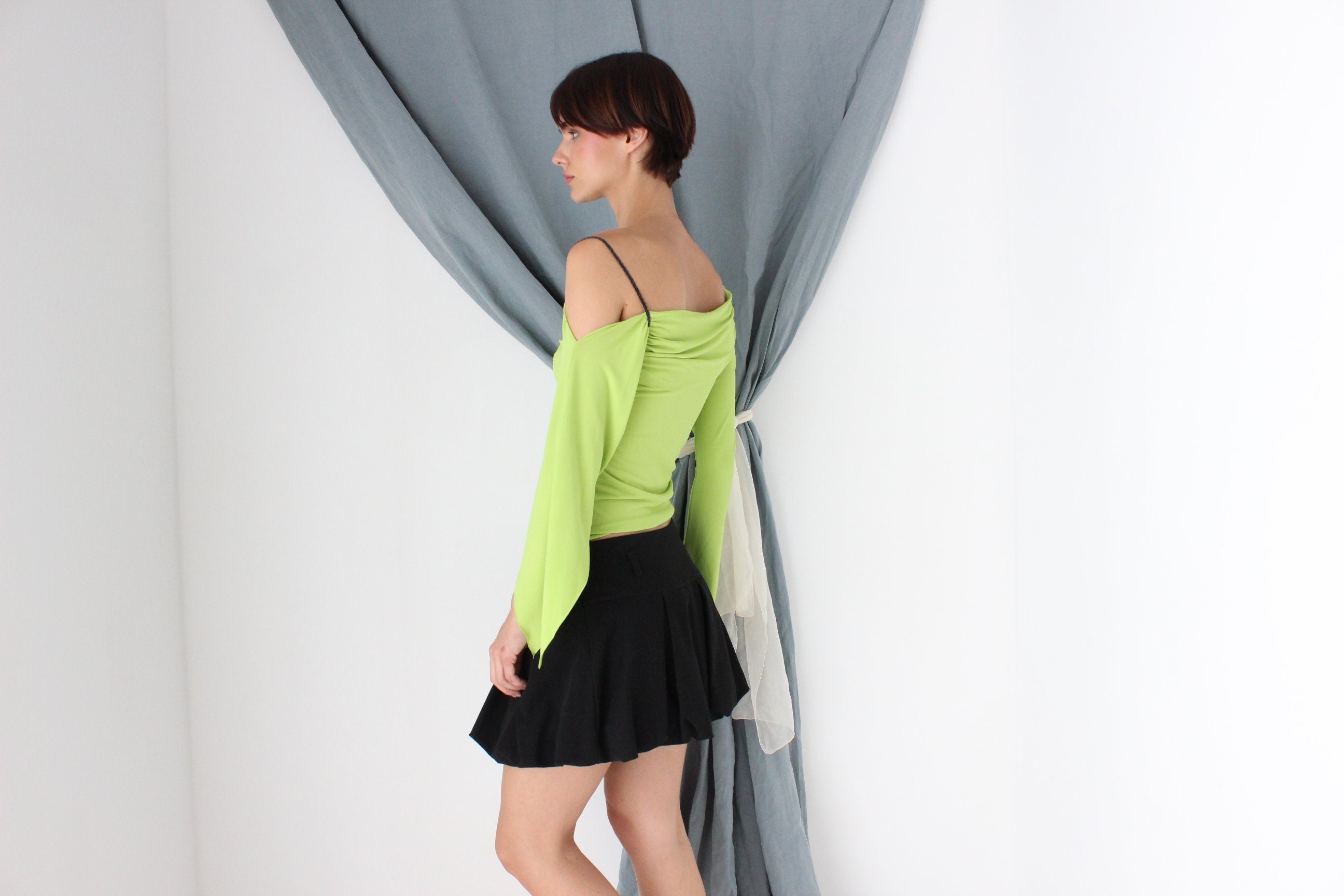 MADE IN ITALY Incredible Y2K Asymmetric Lime Top