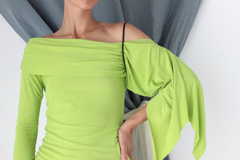 MADE IN ITALY Incredible Y2K Asymmetric Lime Top