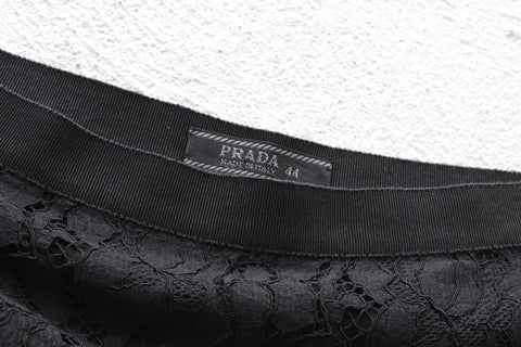 2000s PRADA Sheer Black Lace High Waist Cropped Capri Pants