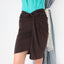 MADE IN ITALY 90s Wool Blend Chocolate Tie / Wrap Skirt