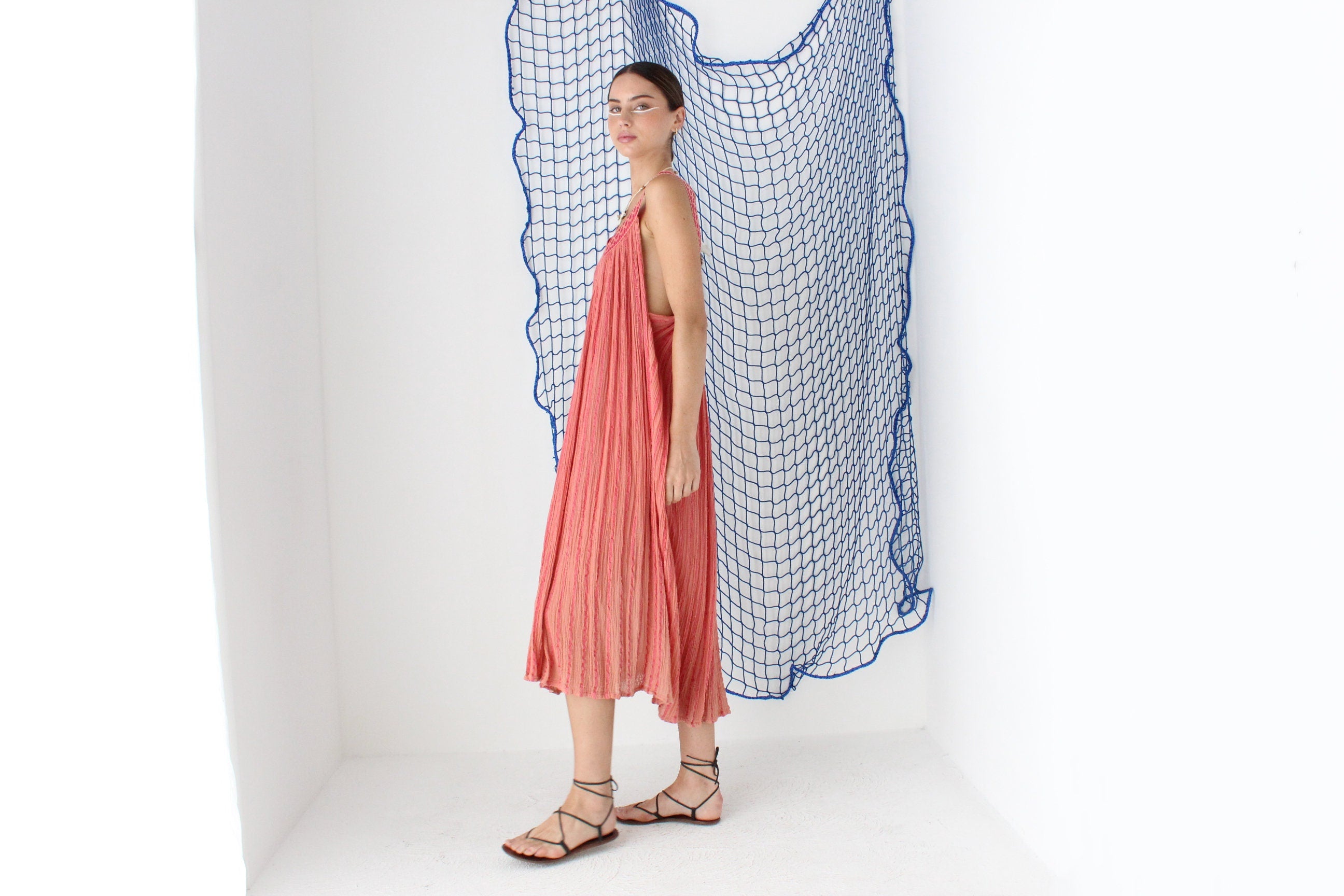 MADE IN GREECE 90s Cotton Gauze Trapeze Smock