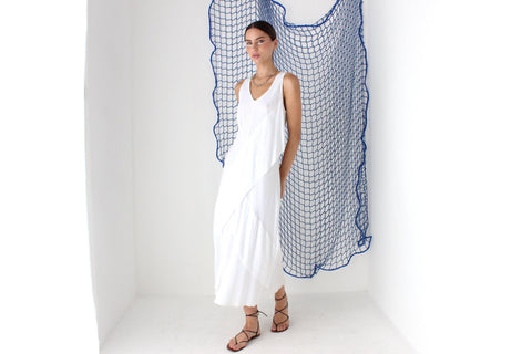 FOUND IN GREECE 90s Cotton Gauze Eyelet Dress