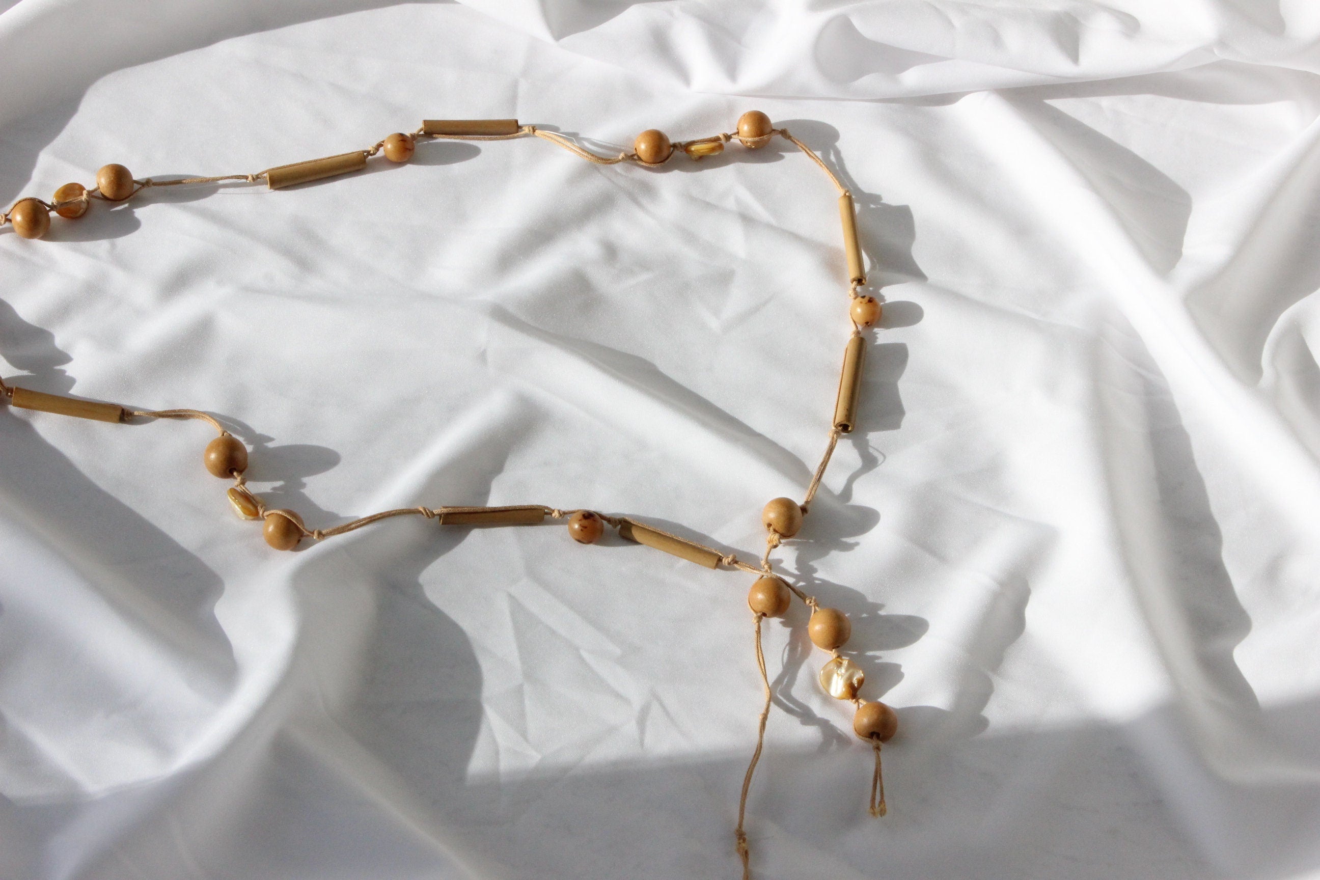 MADE IN ITALY 70s Macrame & Bamboo Bead Belt