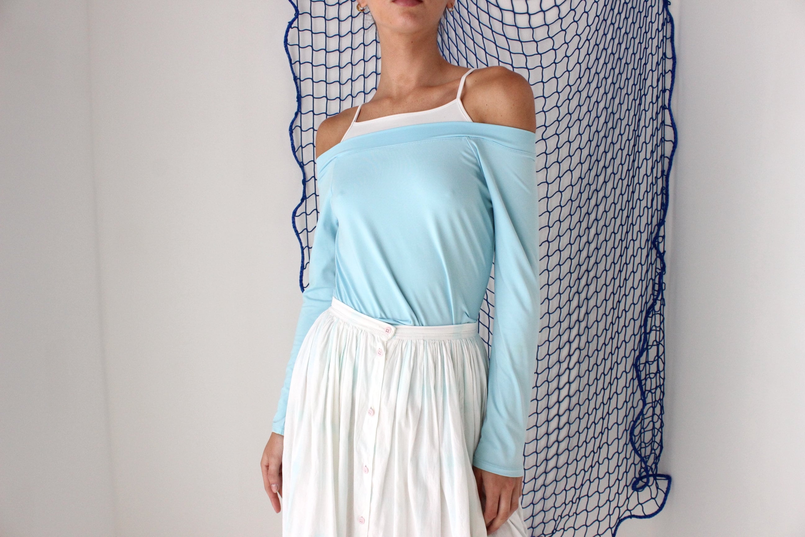 FOUND IN GREECE Y2K "Layered" Pastel Cold Shoulder Top