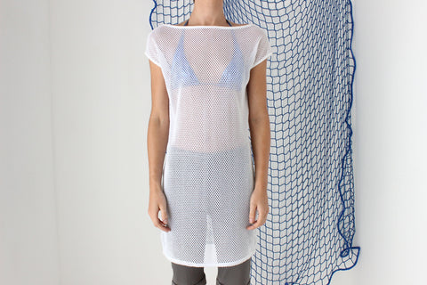 FOUND IN GREECE 2000s Cotton Fishnet Cover Up