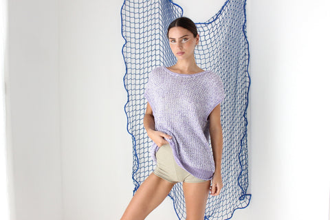 FOUND IN GREECE 80s Hand Knit Crochet Sweater Vest Slouch Top